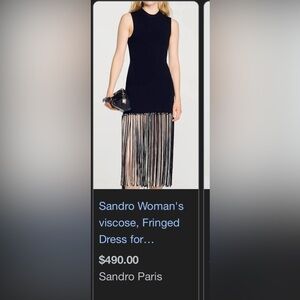 Sandro Paris sleevless Fringed Mini Dress size L